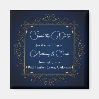 Íman Blue and gold "save the date" magnet
