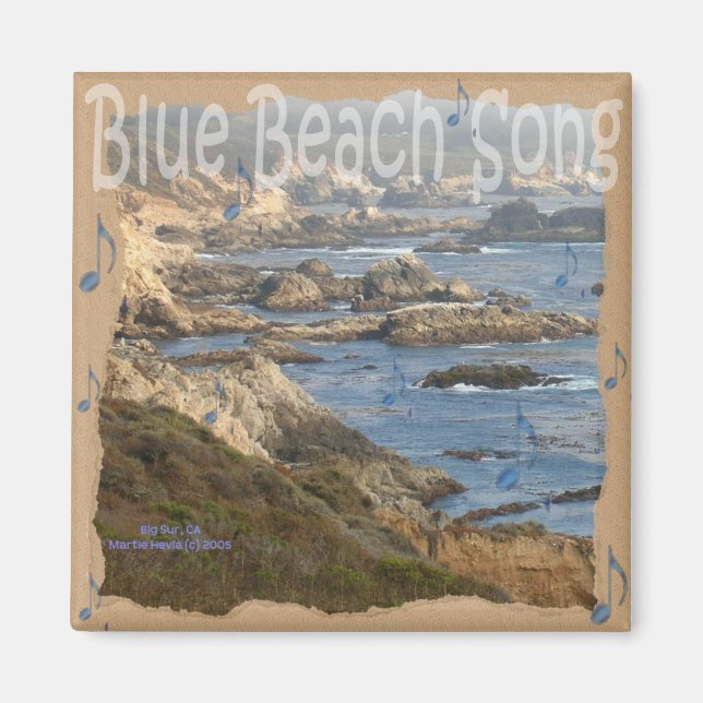 Íman Blue Beach Song™ - Magnet Quadrado (Frente)
