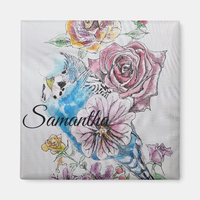 Íman Blue Budget Rosa Fllower floral (Frente)