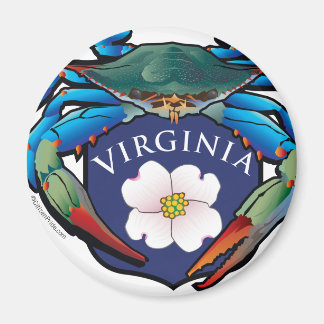 Íman Blue Crab Virginia Dogwood Blossom Crest