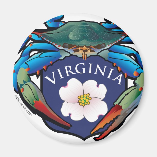 Íman Blue Crab Virginia Dogwood Blossom Crest (Frente)