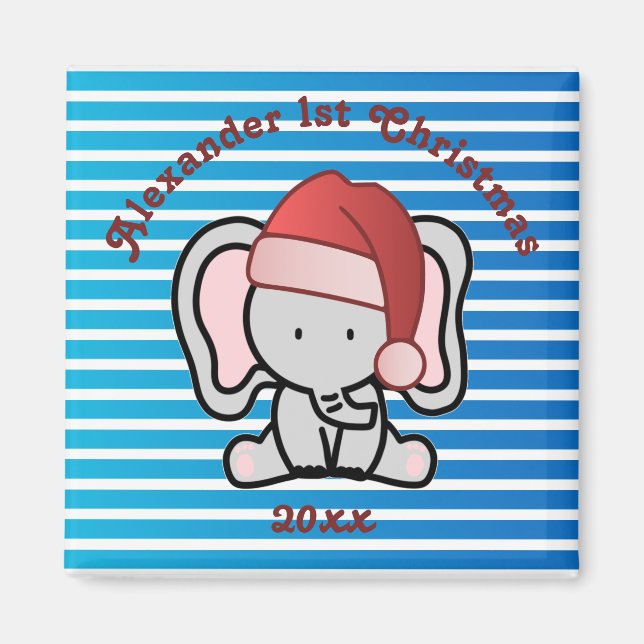 Íman Blue Custom Baby Boy Name Primeiro Natal 2022 (Frente)