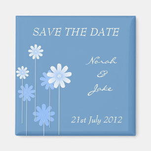 Íman Blue Daisy Wedding Salva O Magnet De Data