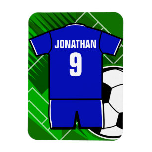 Íman Blue de Jersey personalizado com branco