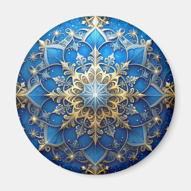 Íman Blue Decorative Christmas Holiday Magnet (Frente)