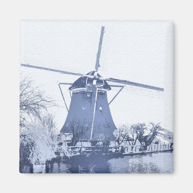 Íman Blue Delft Dutch Windmill (Frente)