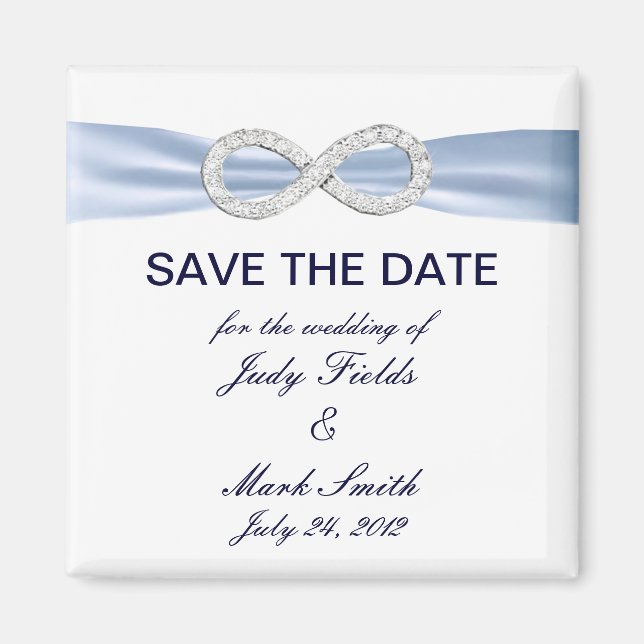 Íman Blue Diamond Infinity Weding The Date Magnet (Frente)