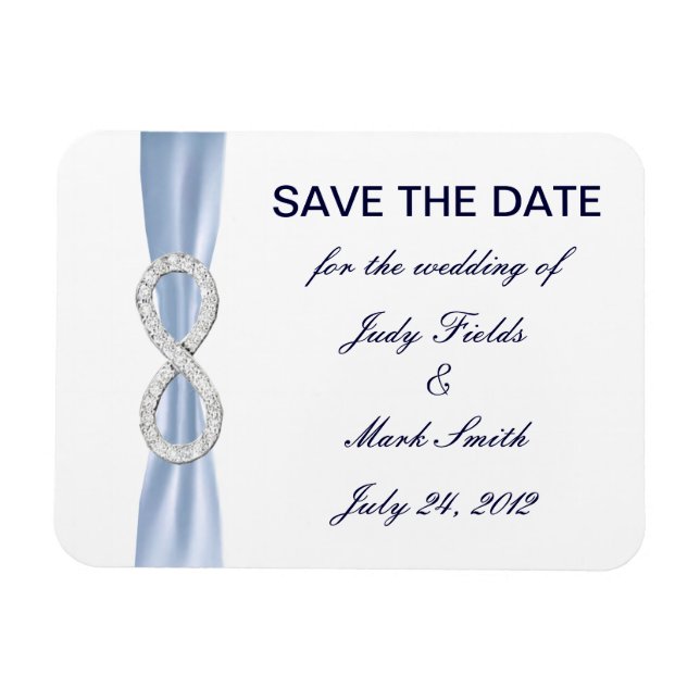 Íman Blue Diamond Infinity Weding The Date Magnet (Horizontal)