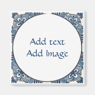 Íman Blue Dutch Look, adicionar texto,