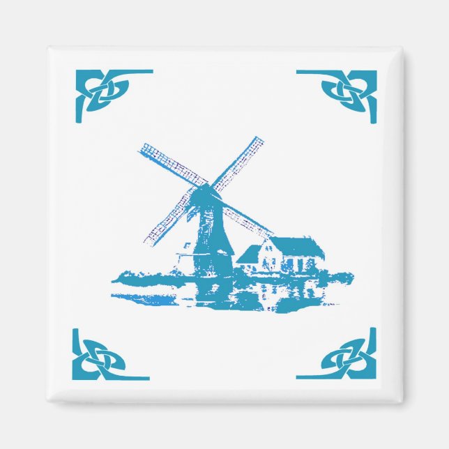 Íman Blue Dutch Windmill Delft Look (Frente)