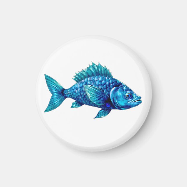 Íman Blue Fish with Spiky Fins and Scales (Frente)
