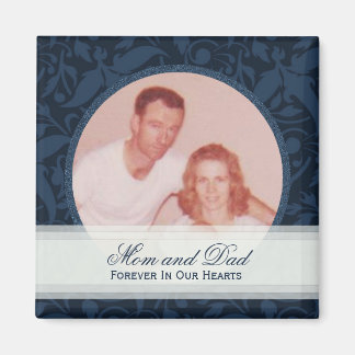 Íman Blue Floral Frame: Memorial: Imagem Magnet