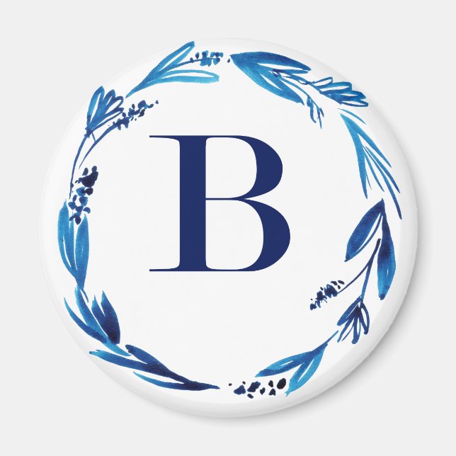 Íman Blue Floral Wreath 'B' (Frente)