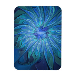 Íman Blue Flower Fantasy Pattern, Abstract Fractal Art