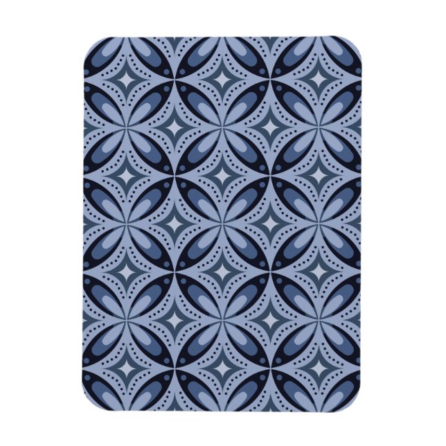 Íman Blue Geometric Pattern Retro Style (Vertical)