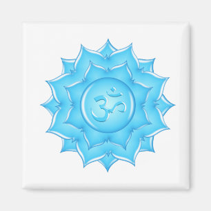 Íman Blue Glass Lotus Flower Om Symbol Drawing