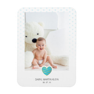 Íman Blue Heart Baby Keepsake Polka Dots Photo