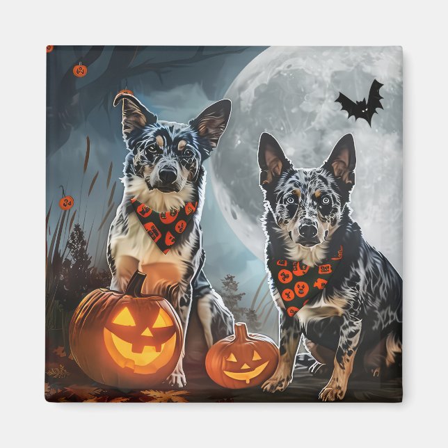 Íman Blue Heeler Halloween Spooky (Frente)