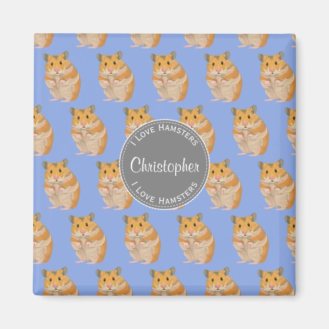 Íman Blue I ama Hamsters Hamster Patterno (Frente)