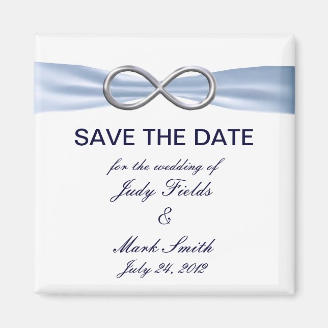 Íman Blue Infinity Wedding Save The Date Magnet (Frente)