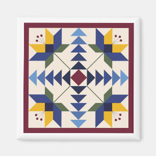 Íman Blue Lilies Barn Quilt Magnet