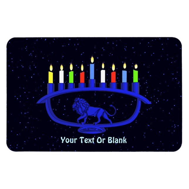 Íman Blue Lion Menorah (Horizontal)