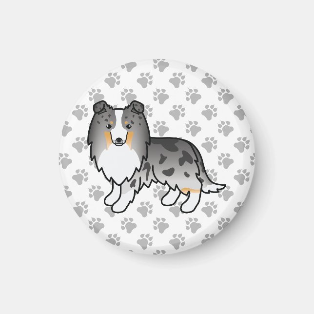 Íman Blue Merle Shetland Sheepdog Sheltie Dog (Frente)