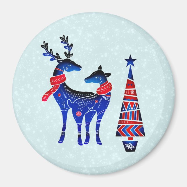 Íman Blue Nordic Christmas Reindepaer (Frente)