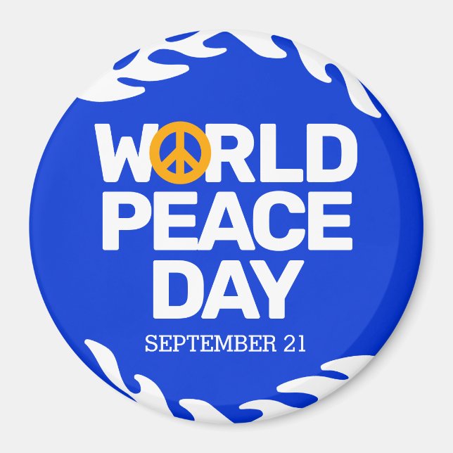 Íman Blue Orange World Peace Day Sign (Frente)