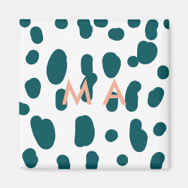 Íman Blue polkadot orange pastel monogram man letter pa