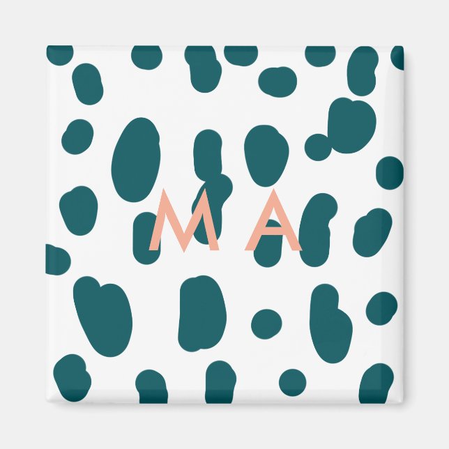 Íman Blue polkadot orange pastel monogram man letter pa (Frente)