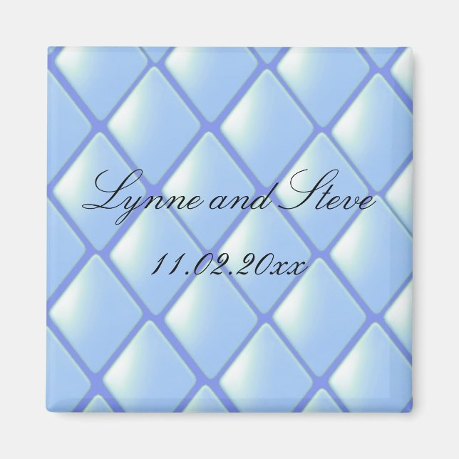 Íman Blue Quilted Diamond Save the Date (Frente)