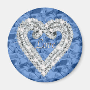 Íman Blue Round Love Diamond Heart Magnet