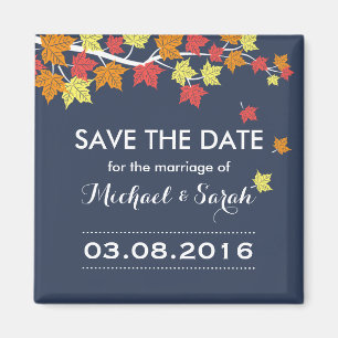 Íman Blue Save The Date Maple Leaf Casamento outono Mag