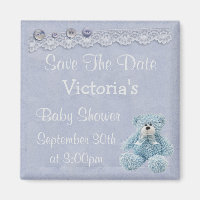 Blue Save the Date Teddy Bear Boy Chá