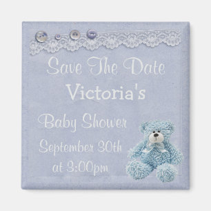 Íman Blue Save the Date Teddy Bear Boy Chá