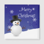 Íman Blue Snowman Winter Scenery Christmas Magnet<br><div class="desc">Adicione um toque festivo à sua cozinha nesta temporada de festas com um imundo Blue Snowman Winter Scenery Christmas Magnet. O design do Magnet apresenta um feliz boneco de neve em uma cena de neve contra um fundo azul real adornado com flocos de neve de cor correspondente. Itens adicionais de...</div>