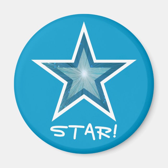 Íman Blue Star Fidge 'STAR!' azul arredondado (Frente)