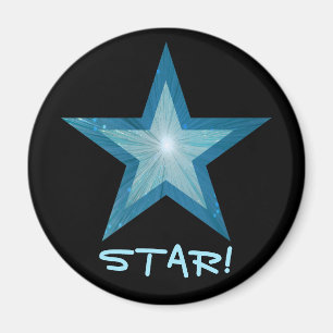 Íman Blue Star Fidge 'STAR!' preto arredondado