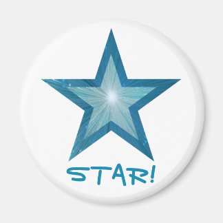 Íman Blue Star Fridge 'STAR!' ímã redondo branco