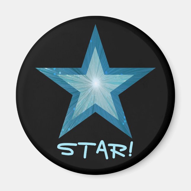 Íman Blue Star Fridge 'STAR' imã redondo preto (Frente)