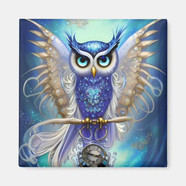 Íman Blue Steampunk Owl (Frente)
