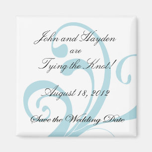 Íman Blue Swirly Salve o ímã de data de casamento