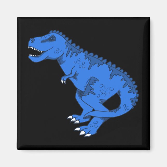 Íman Blue T-rex On Cinza Sticker (Frente)