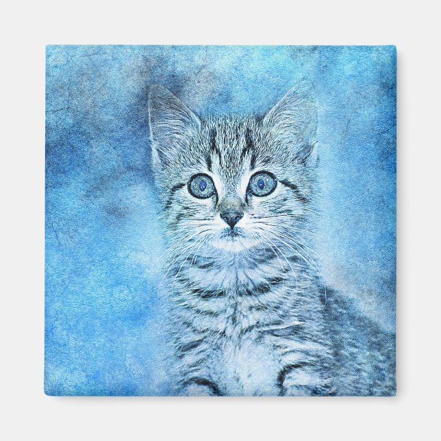 Íman Blue Tabby Kitten | ABSTRATO | Watercolor (Frente)