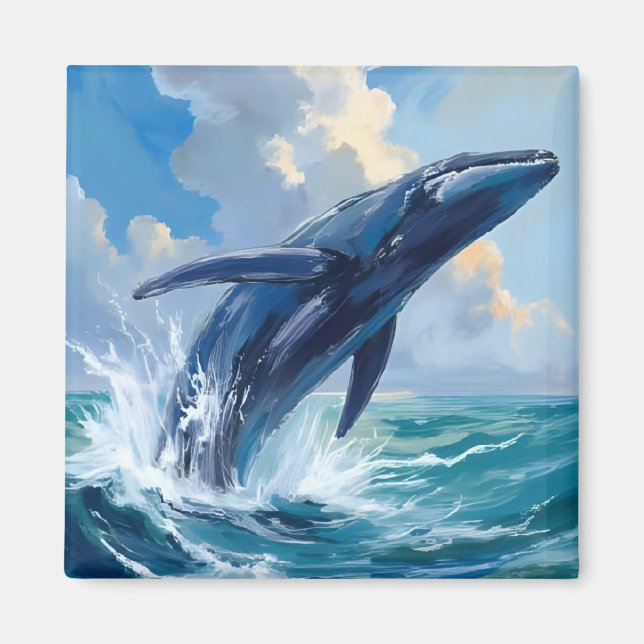 Íman Blue Whale Ocean Animal Painting (Frente)