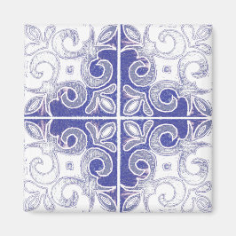 Íman Blue White Swirl Inspirado por Azulejos portuguese