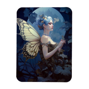Íman Blue Woodland Fairy Fantasy Art