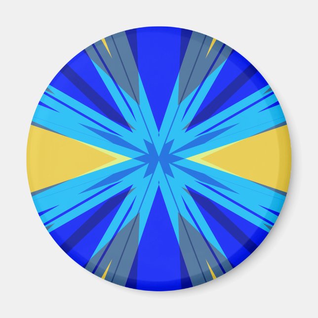 Íman Blue Yellow Winter Christmas Xmas Star Starburst (Frente)