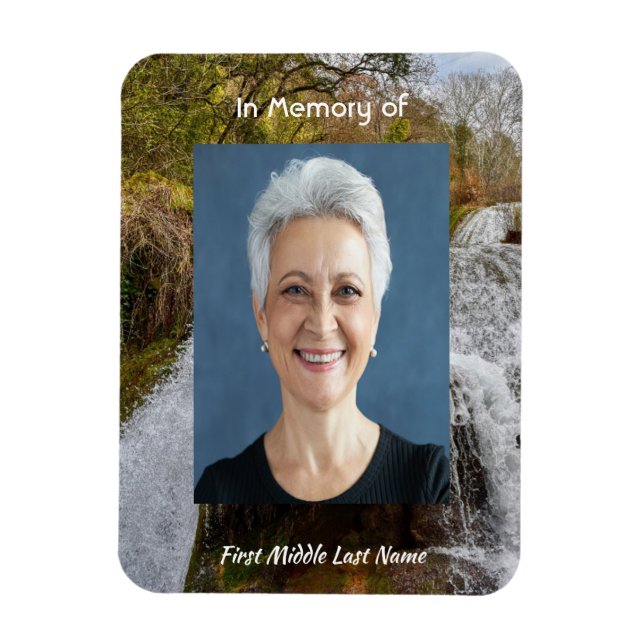 Íman Bluebells Waterfall Landscape   Memorial Keepsake  (Vertical)